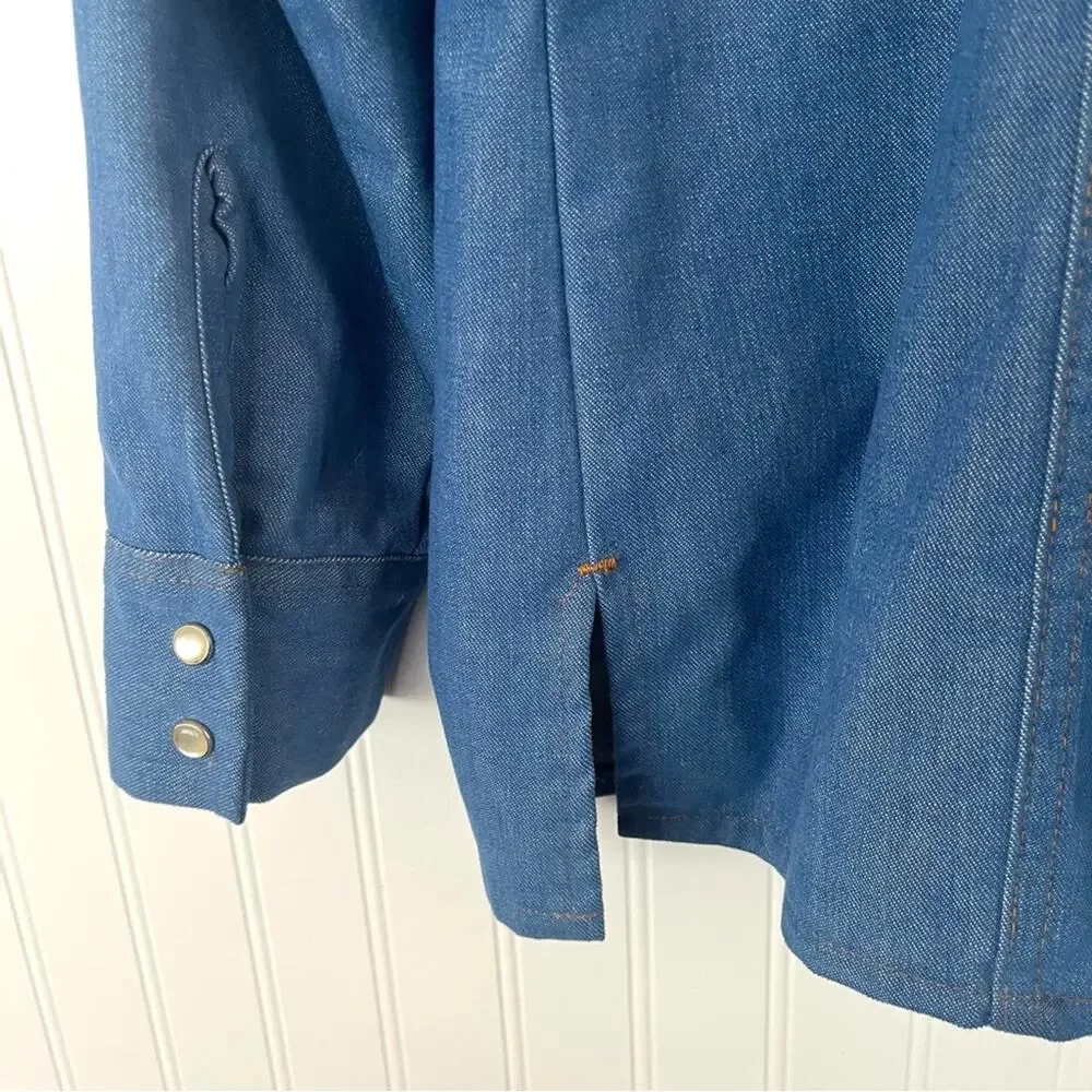 Vintage 60s 70s Levi’s Orange Tab Western Pearl Snap Denim Shirt Size Large Blue